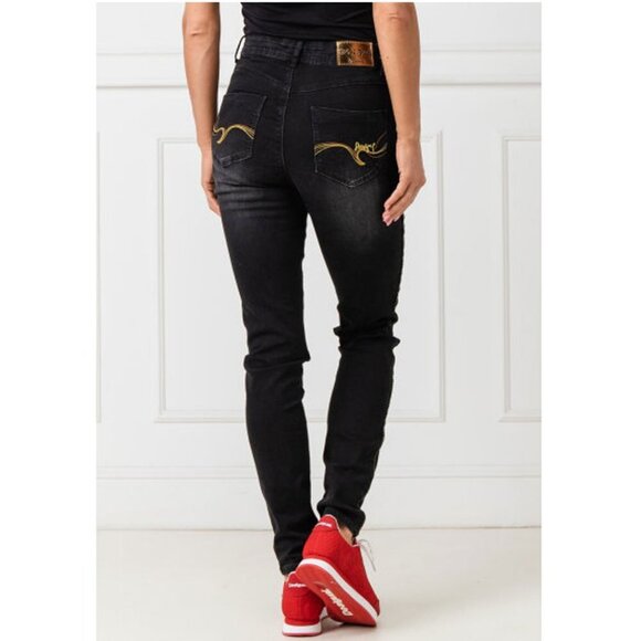 Desigual Exotic Hi-Rise Jeans Lightweight Embroidered Denim Black NEW READ - Picture 4 of 12